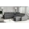 A grey sectional sofa with adjustable headrests is shown in a well-lit room with decorative molding on the walls. Náhled obrázku produktu