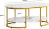 WOHNLING Couchtisch 100x60x45 cm Weiß mit Marmor Optik Produktbild-Vorschau 4