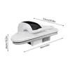 A white and gray ironing device with dimensions indicated by lines and text. Produktbild-Vorschau
