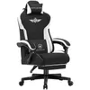 A black and white gaming chair on a white background. Voir les images du produit