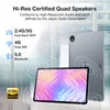 A tablet and its rear view are shown against a blurred background of a building. Produktbild-Vorschau