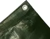 A close-up view of the corner of a dark green tarp, showing a metal grommet. Produktbild-Vorschau