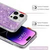 A close-up of a phone case with glitter and a phone screen. Produktbild-Vorschau