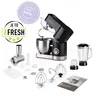 A collage of a black stand mixer with various attachments, a blender jug, and other accessories, along with promotional text and badges. Náhled obrázku produktu