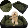 A dog bed with a dog on it, and close-up shots of the bed's material. Podgląd zdjęcia produktu