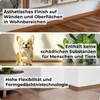 A collage of three images showcasing a decorative baseboard, a corgi dog, and potted plants, with text overlays highlighting product features. Anteprima dell’immagine prodotto