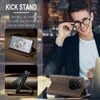 A man adjusting his glasses while a phone case with a kickstand is displayed. Produktbild-Vorschau