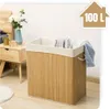 Bambusový koš na prádlo se třemi přihrádkami, béžový, 100 Náhled obrázku produktu 4