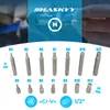 A collection of hex bits and their sizes, with brand logo and product specifications. Produktbild-Vorschau