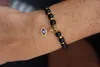 Perlenarmband Damen 8mm Schwarz mit Bösem Auge Charm Gold, Produktbild-Vorschau 7