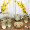 10tlg Teeset Scones Grün Etagere Kanne Becher Teller Produktbild-Vorschau 5