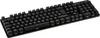 A black mechanical gaming keyboard is shown from a diagonal top-down perspective against a white background. Produktbild-Vorschau