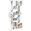 A white, multi-shelf bookshelf filled with books and decorative items. Náhľad obrázku produktu