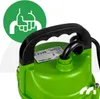 A close-up view of the top of a green submersible pump with a black handle. Podgląd zdjęcia produktu