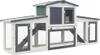 vidaXL Großer Kaninchenstall Grau und Weiß 201x45x85 cm Produktbild-Vorschau 8