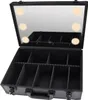 An open black makeup case with a mirror and lights. Produktbild-Vorschau