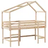 Hochbett mit Leiter und Dach 80x200 cm Massivholz Kiefer Produktbild-Vorschau 1