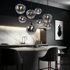 Hängeleuchte, Glas Metall, Schwarz-Rauchfarbe, L 105 cm Produktbild-Vorschau 5