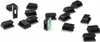 A collection of black cable clips with adhesive backing on a white background. Náhľad obrázku produktu