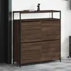 vidaXL Botník so 4 chlopňami Hnedý dubový vzhľad 100x34x112 Náhľad obrázku produktu 2