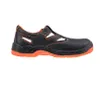 A black and orange safety sandal is shown against a white background. Produktbild-Vorschau