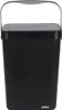 A black trash can with a lid and a handle. Voir les images du produit
