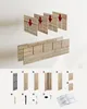 An unassembled shoe rack with various components and assembly instructions shown. Produktbild-Vorschau