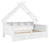 Huisbed 90x200 cm met LED-verlichting, planken, 2 laden en Productafbeelding-voorbeeld 9