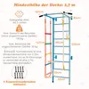A diagram showing a metal climbing frame with dimensions and specifications. Produktbild-Vorschau