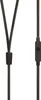 A close-up view of black in-ear headphones, showing the split cable and the inline remote control. Anteprima dell’immagine prodotto