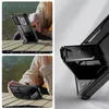 Collage of images showing a black phone case with a kickstand, in use and as a close-up. Náhľad obrázku produktu