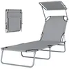 Chaise longue pliable avec pare-soleil, réglable en 4 Voir les images du produit 2
