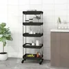 vidaXL Kuchynský vozík 5 políc čierny 42x29x128 cm Železo a Náhľad obrázku produktu 2