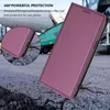 A close-up of a purple phone case with text overlay describing its features, set against a blurred background of construction equipment. Náhled obrázku produktu