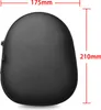 A black protective case for headphones is shown with dimensions indicated. Produktbild-Vorschau