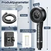 A product information graphic displaying a shower head and its accessories with dimensions and feature callouts. Produktbild-Vorschau