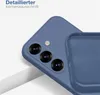 Close-up of the back of a blue smartphone case, showing the camera cutout and the interior texture of the case. Produktbild-Vorschau