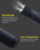 Close-up marketing image of an electric screwdriver, highlighting its LED light and charging port. Podgląd zdjęcia produktu