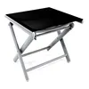 Garten Klappstuhl Aluminium - Textilen Silbergrau/Schwarz + Fußhocker Voir les images du produit