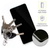 A smartphone screen protector is shown next to a set of keys, with marketing text and icons on the right side. Produktbild-Vorschau