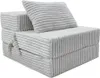 A gray, corduroy futon mattress folded into a chair-like shape with a pillow. Podgląd zdjęcia produktu