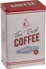 A rectangular metal tin with a vintage design for coffee. Produktbild-Vorschau