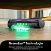 A vacuum cleaner head with green LED lights cleaning a floor under a piece of furniture. Produktbild-Vorschau
