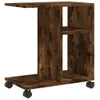 A wooden side table with wheels on a white background. Podgląd zdjęcia produktu