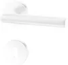 A white door handle and escutcheon plate are shown against a white background. Produktbild-Vorschau
