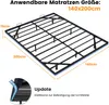 A metal bed frame with dimensions indicated by text overlays. Náhled obrázku produktu