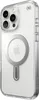 A clear phone case with a MagSafe ring and Apple logo is shown against a white background. Produktbild-Vorschau