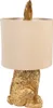 A gold-colored rabbit-shaped table lamp with a cream-colored lampshade. Produktbild-Vorschau