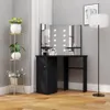 vidaXL Eck-Schminktisch mit LED Schwarz 111x54x141,5 cm Produktbild-Vorschau 2