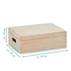 A wooden storage box with dimensions indicated by text overlays. Anteprima dell’immagine prodotto